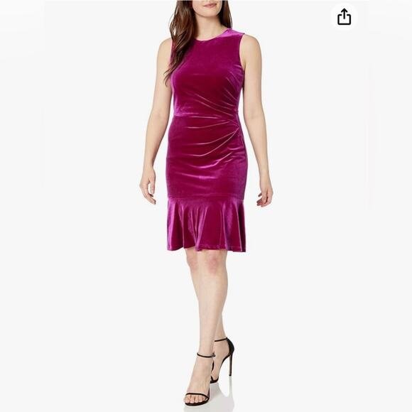 ELIZA J Magenta Velvet Mini Dress 12 Petite NWT - Picture 1 of 6